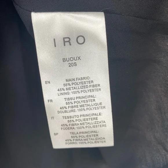 IRO NWT Buoux Metallic Print Ruffle V Neck Mini A Line Dress Black Fushia 38 New - Picture 9 of 11